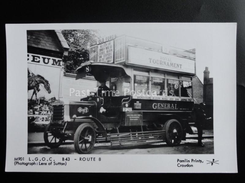 Omnibus L.G.O.C. B43 ROUTE 8 - BRONDESBURY Pamlin Print Postcard No.M901