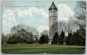 Ames Iowa 1910 Postcard Campanile & Central Hall Iowa State College