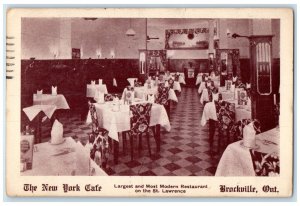 1943 The New York Cafe Largest Restaurant Brockville Ontario Canada Postcard