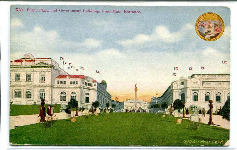 Puget Plaza Alaska Yukon Pacific Exposition Seattle Washington 1909 postcard