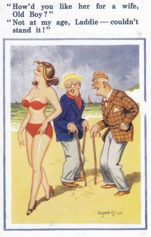 Old Age Pensioner With Sexy Young Wife Donald McGill Banned Comic Postcard Worldwide, Postcard / HipPostcard image