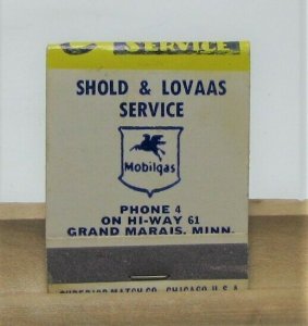 Shold & Lavaas Service Mobilgas Grand Marais Minnesota Vintage Matchbook Cover 