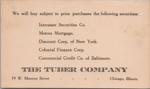 The Tuber Company Chicago IL Illinois Buying Securities Advertising Postcard H52