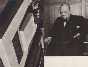 Winston Churchill Tucks Real Photo & Grave 2x Old Postcard