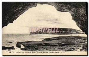 Old Postcard Cliff Etretat Upstream of the outlet hole View a man