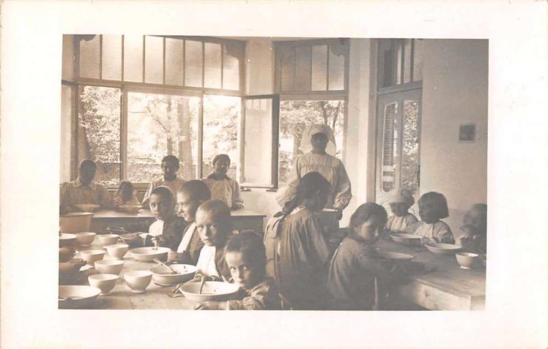 Interior Orphans Home Dining Room Real Photo Antique Postcard J57696