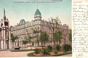 Vintage Postcard 1906 Windsor Hotels John A. McDonald's Monument Montreal Canada
