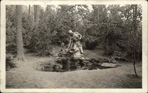 Lake George New York NY State Park Statue Pond Real Photo Vintage Postcard