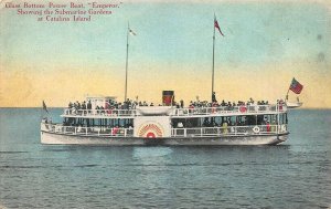 Glass Bottom Boat Emperor at Submarine Gardens at Catalina Island Postcard