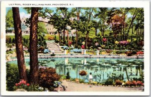 Lily Pool Roger Williams Park Providence Rhode Island RI Garden Flowers Postcard