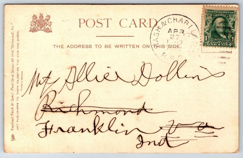 Richmond Virginia~Victorians Visit Robert E Lee Monument~Hansom Cab~1907 TUCK