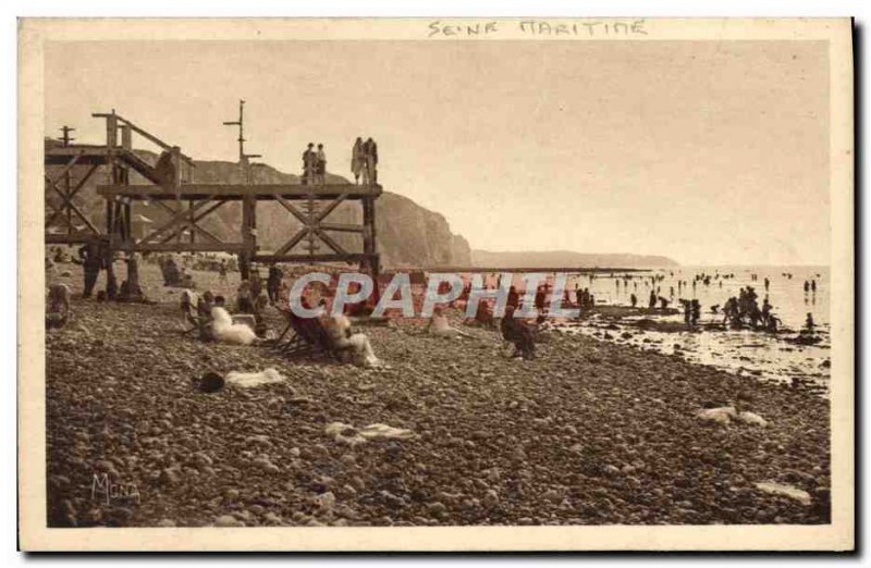 Old Postcard Dieppe L & # 39estacade and beach at low tide