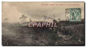 Old Postcard The Volcano lava colante nel Vallone di Boscotrecase