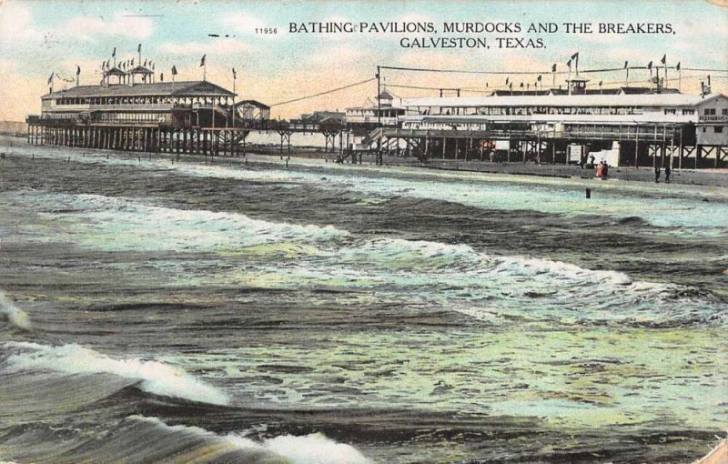 Galveston Texas Murdocks and the Breakers Bathing Pavilion Postcard AA44999