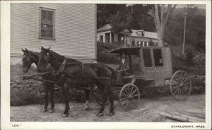 Charlemont MA Stagecoach Horse Coach LEVI c1910 Postcard