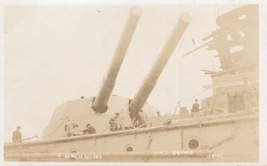 HMS Neptune Ship Military Guns Crew Antique Real Photo Postcard