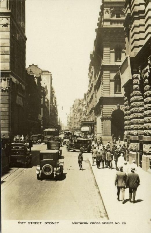 australia, SYDNEY, Pitt Street, Cars, Tram (1930s) Southern Cross Series 26 RPPC