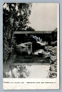 FRENCHTOWN NJ PENNINGTON ISLAND CAMP ANTIQUE REAL PHOTO POSTCARD RPPC