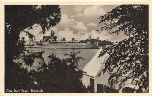 BERMUDA 1951 RPPC Real Photo Postcard View From Paget Steamship