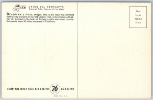 Deadman's Pass Oregon  1950s 76 Gasoline Ad Postcard