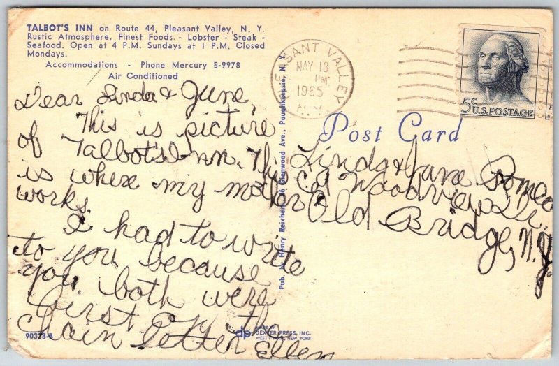 Pleasant Valley New York 1965 Postcard Talbot's Inn
