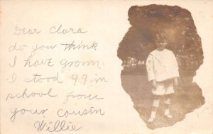 Children Boy in Park Real Photo Vintage Postcard AA69735