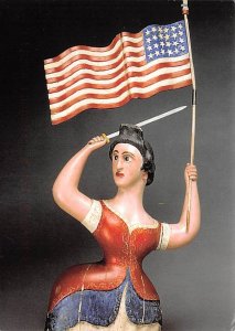 Carving Of Woman Weilding, American Flag  