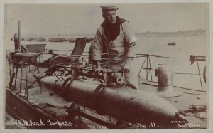 Whitehead Torpedo Military Sailor War Ship Old Southsea RPC Postcard