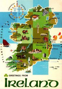 Ireland Greetings With Map 1980