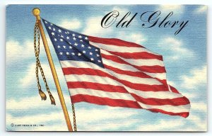1941 WWII ERA AMERICAN FLAG OLD GLORY PATRIOTIC UNPOSTED LINEN POSTCARD P3653