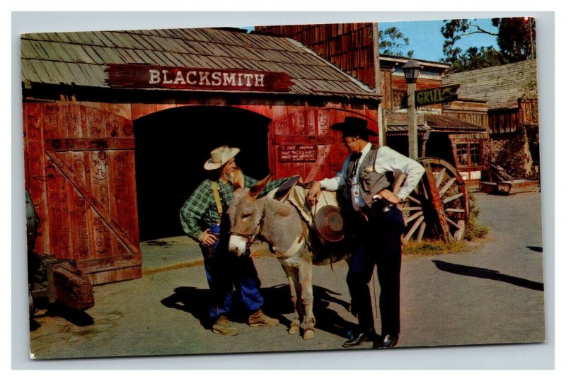 Vintage 1960's Postcard The Blacksmith & Sheriff at Knotts Berry Farm Buena Park