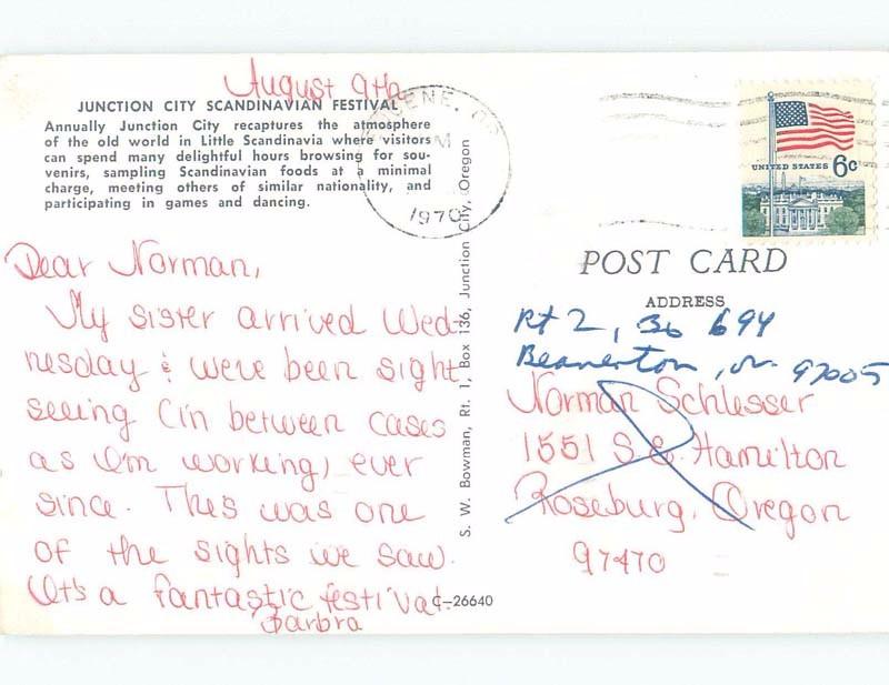 Pre-1980 SCANDINAVIAN FESTIVAL SOUVENIR CARD Junction City Near Eugene OR E9162