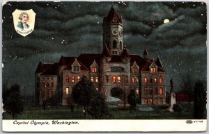 1909 Capitol Olympia Washington DC Night View Building & Grounds Posted Postcard