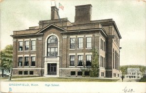 UDB Tuck Postcard 5698. Greenfield MA High School, Franklin County, Posted