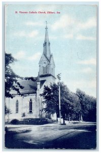 c1910 Exterior View St Vincents Catholic Church Elkhart Indiana Vintage Postcard