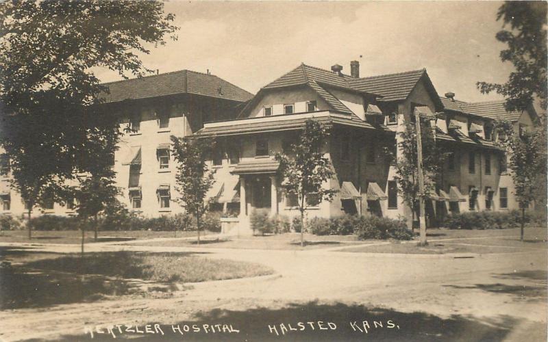 RPPC  HALSTED, Kansas  KS ~ HERTZLER HOSPITAL Harvey County c1910s  Postcard