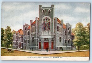 c1910's Central Methodist Church Building Facade Hot Springs Arkansas Postcard