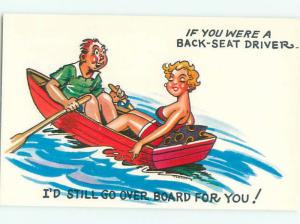 Pre-1980 Risque Comic SEXY GIRL IN ROWBOAT WITH MAN AB7060@