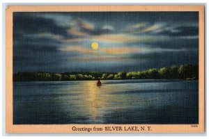 1949 Greetings From Silver Lake New York NY Canoeing Vintage Antique Postcard