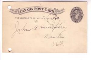 Postal Stationery Postcard, 1897 Split Ring Cancel, Elgin, New Brunswick