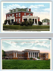 2 Postcards MEMPHIS, TN ~ President's Home &  WEST TENNESSEE STATE NORMAL SCHOOL