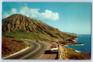 1962 Oahu Hawaii Vintage Postcard Koko Crater Rugged Volcanic Cone Waikiki Scene