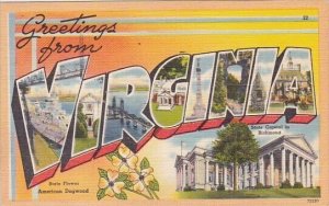 Greetings From Roanoke Indiana Large Letter Linen 1951