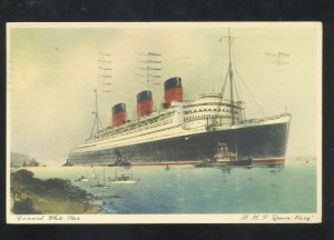CUNARD LINE RMS QUEEN MARY LLARGE SHIP VINTAGE ADVERTISING POSTCARD