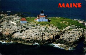 Maine Egg Rock Light Station Lighthouse Postcard VTG UNP Vintage Unused Chrome 