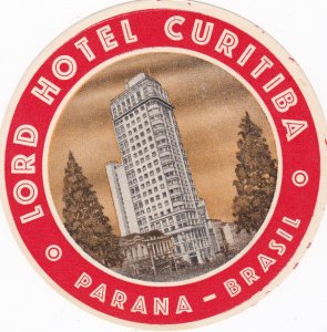 Brasil Parana Curitiba Lord Hotel Curitiba Vintage Luggage Label sk2665