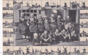 Netherlands Marken Young Children In Traditonal Costume Windmill Border