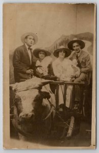 RPPC Ladies Carnival Prize Dolls Men Oxen Cart Coney Island NY Postcard L41