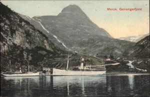 Merok Norway Geirangerfjord c1910 Ships c1910 Vintage Postcard