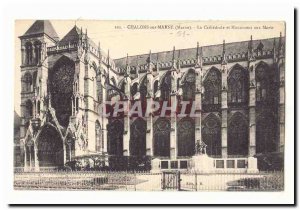 Chalons sur Marne Old Postcard The cathedral and war memorial